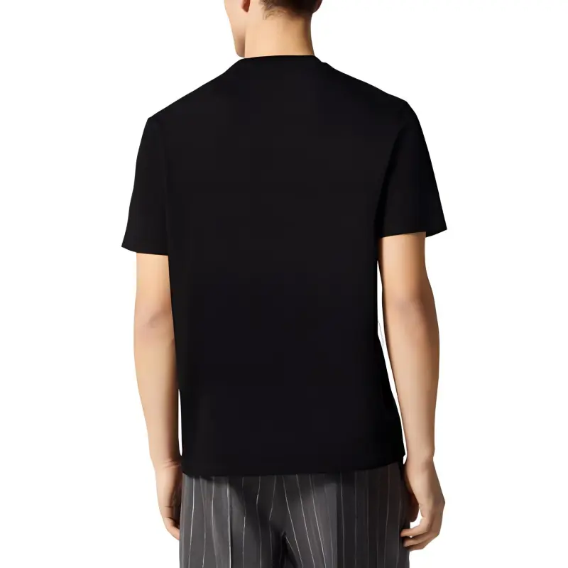 VERSACE Solid Color Logo Crystal Decoration Short-Sleeved T-Shirt Men's Black-2