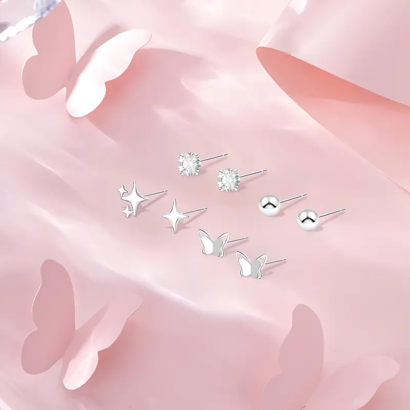 BLANK IN BLANK Sterling Silver Stud Earrings Women's Birthday-2