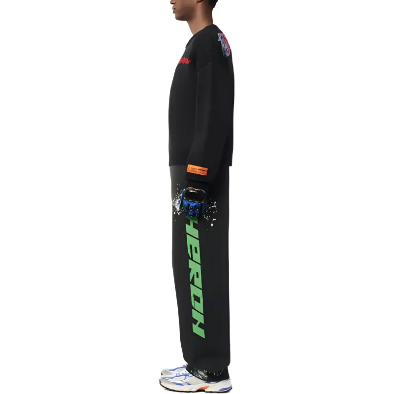 HERON PRESTON Paint-splatter Cotton Track Trousers-4