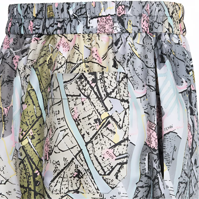 FENDI Wide Leg Printed Pants-3