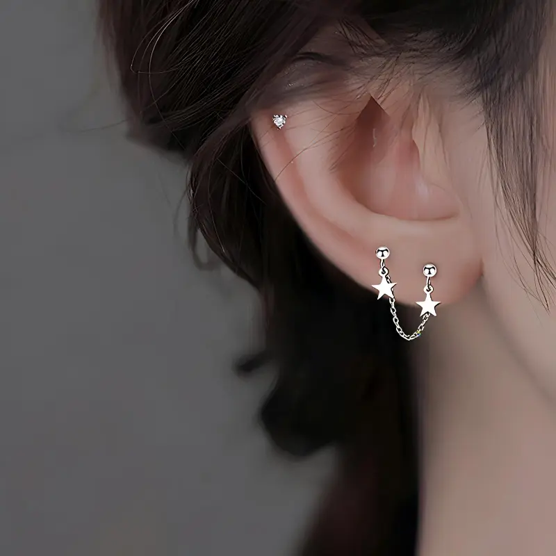 CUOOYINO 925 Sterling Silver Stud Earrings Women's-2