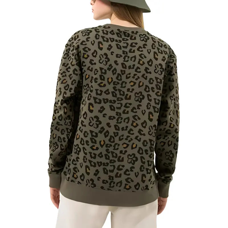 Vans FLORAL ANIMAL CREW Sweatshirt Women's Gray Green-2