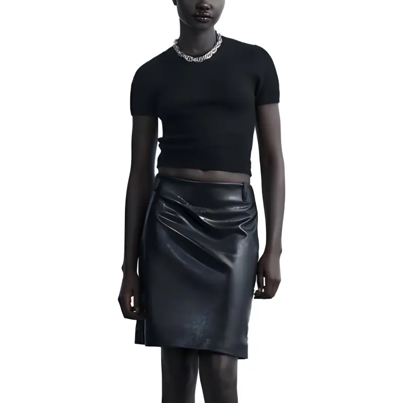 ZARA Crop Tops Women's Black-2
