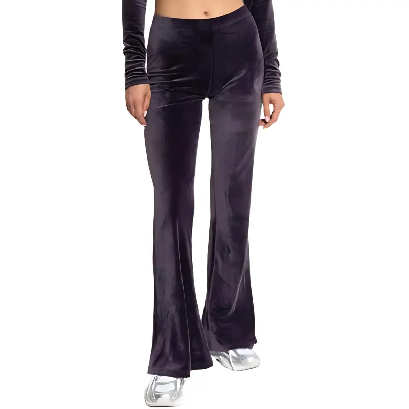 Adidas Women's Velvet Rhinestone Trefoil Joggers Aurora Black-3