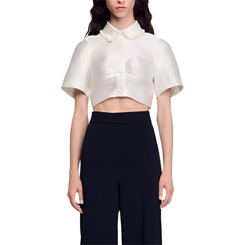 Sandro Beaded Satin effect Shirt-3