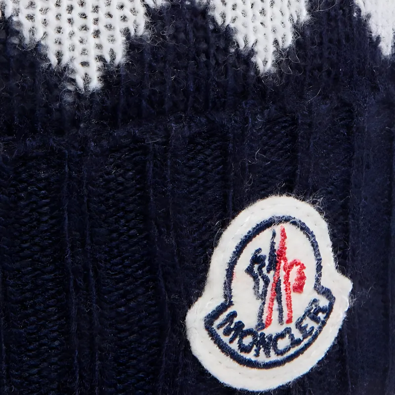 Moncler Logo Patch Pattern Intarsia Knit Beanie-2