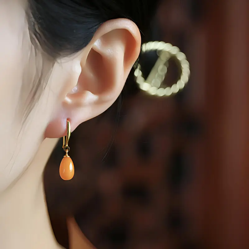 Xiaoyinjiang Beeswax 925 Sterling Silver Earrings Women's-1