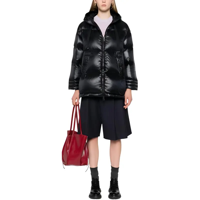 HERNO A Shape Zip Up Hooded Puffer Jacket-2