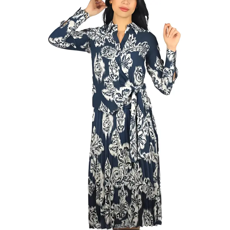 LIU·JO Tapestry Printed Long Sleeved Tied Shirt-1
