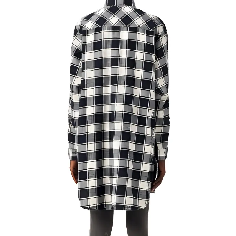 DIESEL Long-Sleeved Dresses Women's Black White Plaid-2