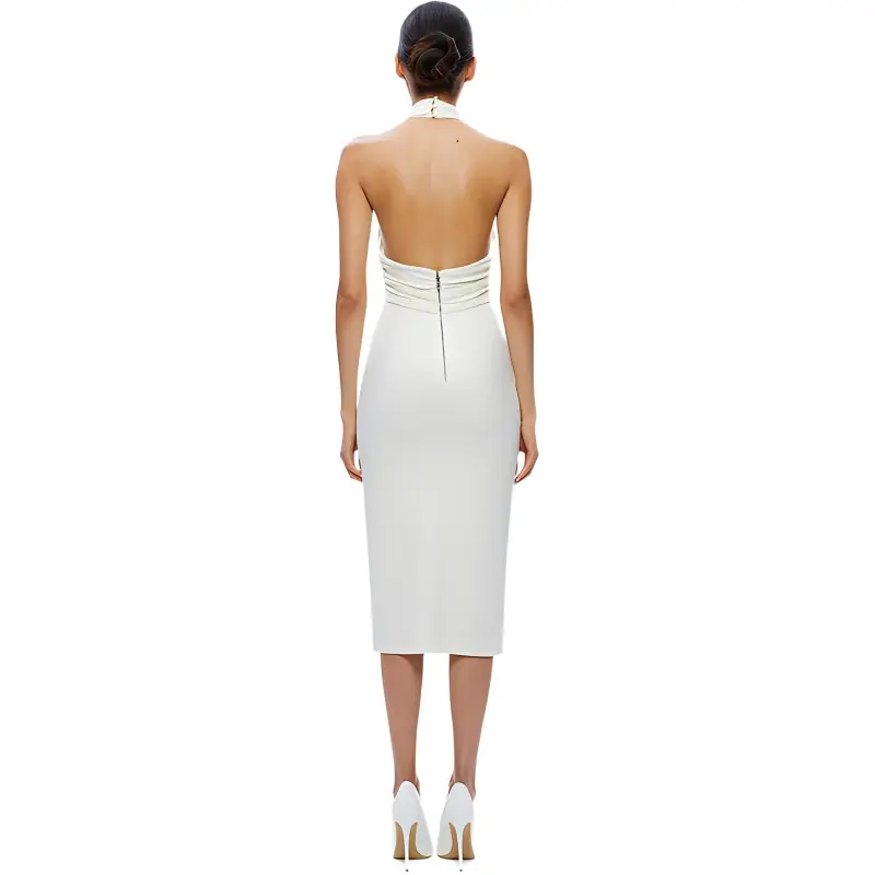 ALICE+OLIVIA Suellen Halterneck Wool Dress-2