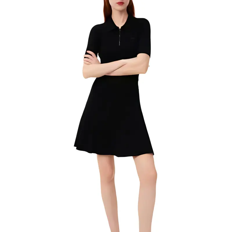 LACOSTE Short Sleeved Dress Women's Black-2