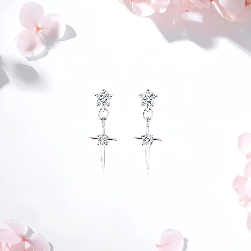 SHK Alloy Zircon Earrings Women's-3