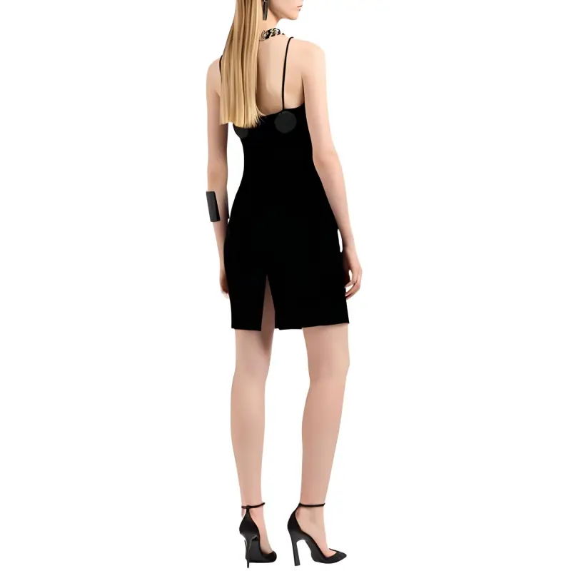 EMPORIO ARMANI Sheath Dress In Velvet With Passementerie Details And Shoulder Straps-2