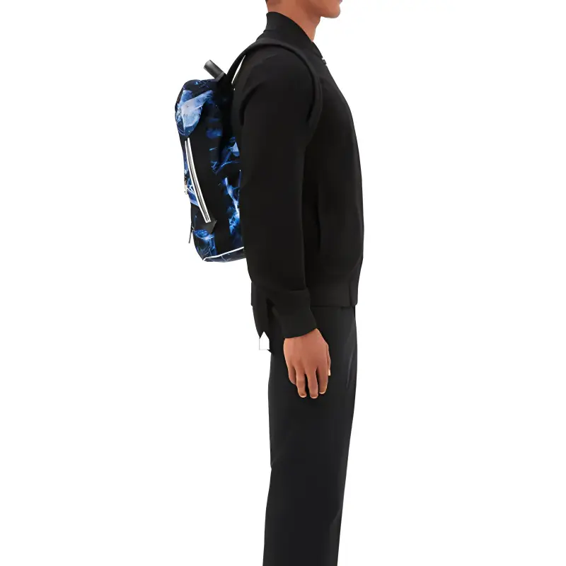 MONTBLANC Meisterstuck Nylon Patchwork Eco Friendly Cow Leather Fabric Backpacks Backpack Medium Size Unisex Black/Blue-5