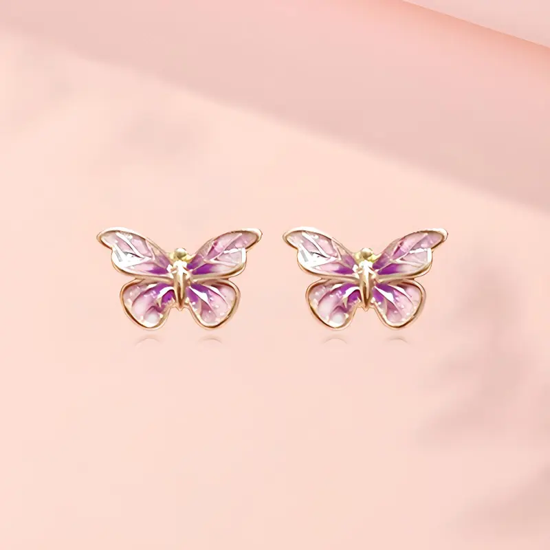 CHINA GOLD 18K Gold Stud Earrings Women's-1