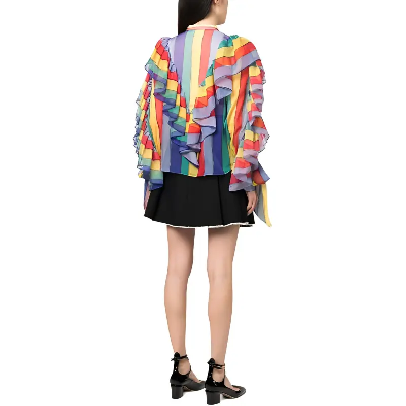 ROCHAS Stripe print Ruffled Blouse-2