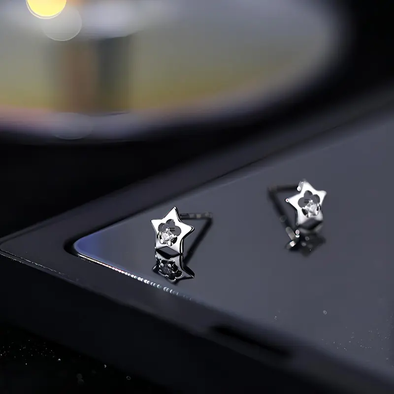 High Quality S990 Silver Jewelry Fashion Stud Earrings Women's-3