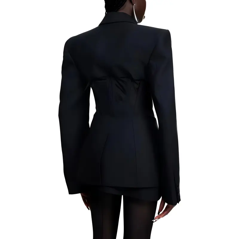 Mugler H&M Corset Style Wool Jacket Black-2