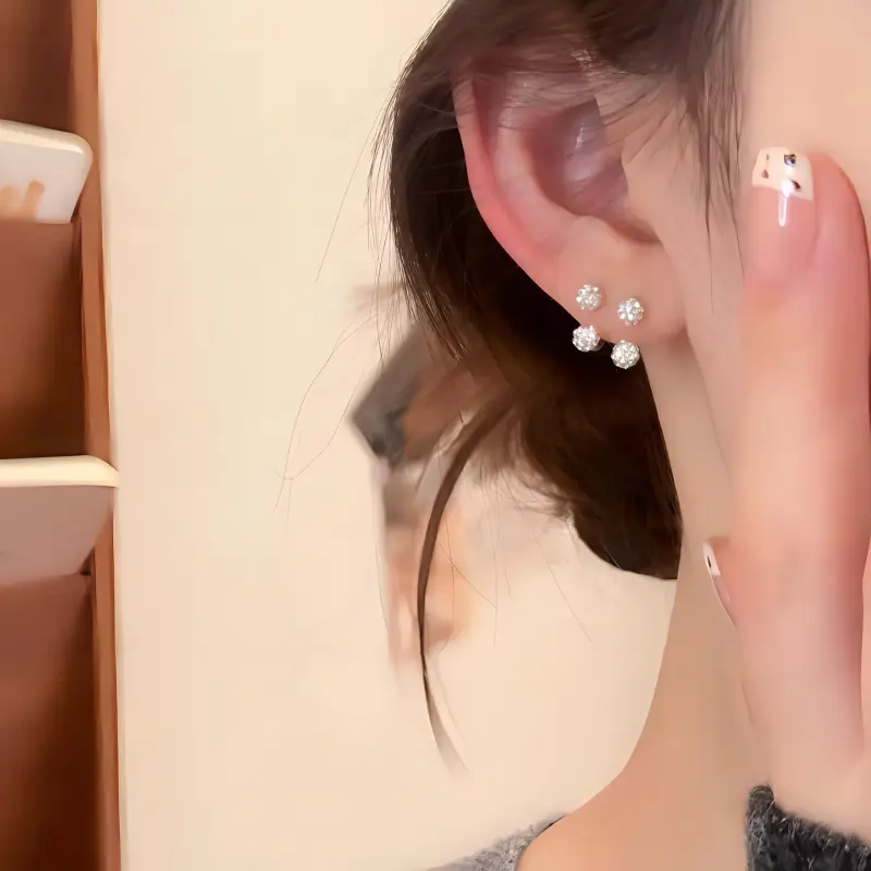 Kim Heng Hee S999 Fine Silver Stud Earrings Women's-1