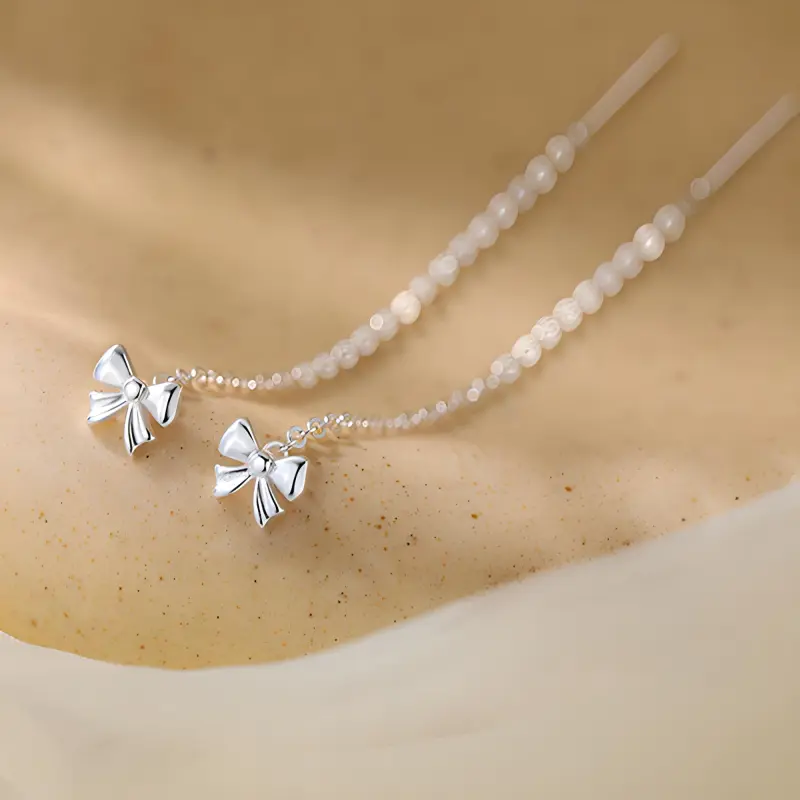 LUYUO S999 Fine Silver Drop Earrings Women's-1