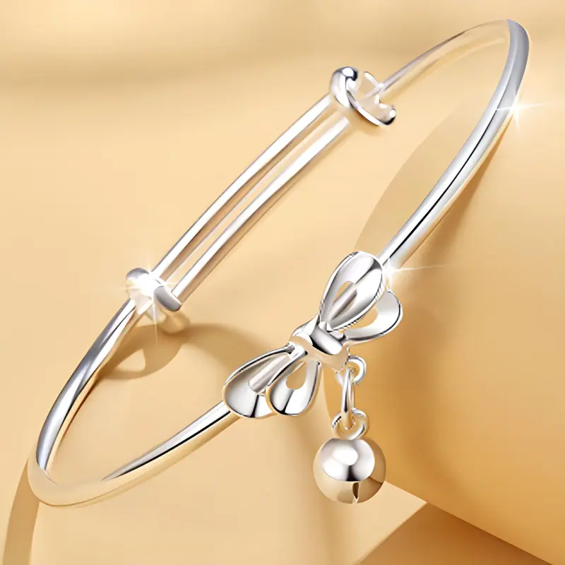 CHINA GOLD S999 Fine Silver Bangles Women's-3