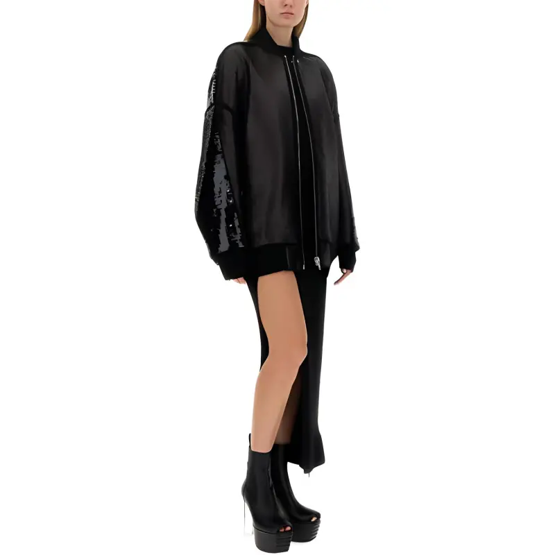 RICK OWENS Sequin Embellished Zip Up Coat-1