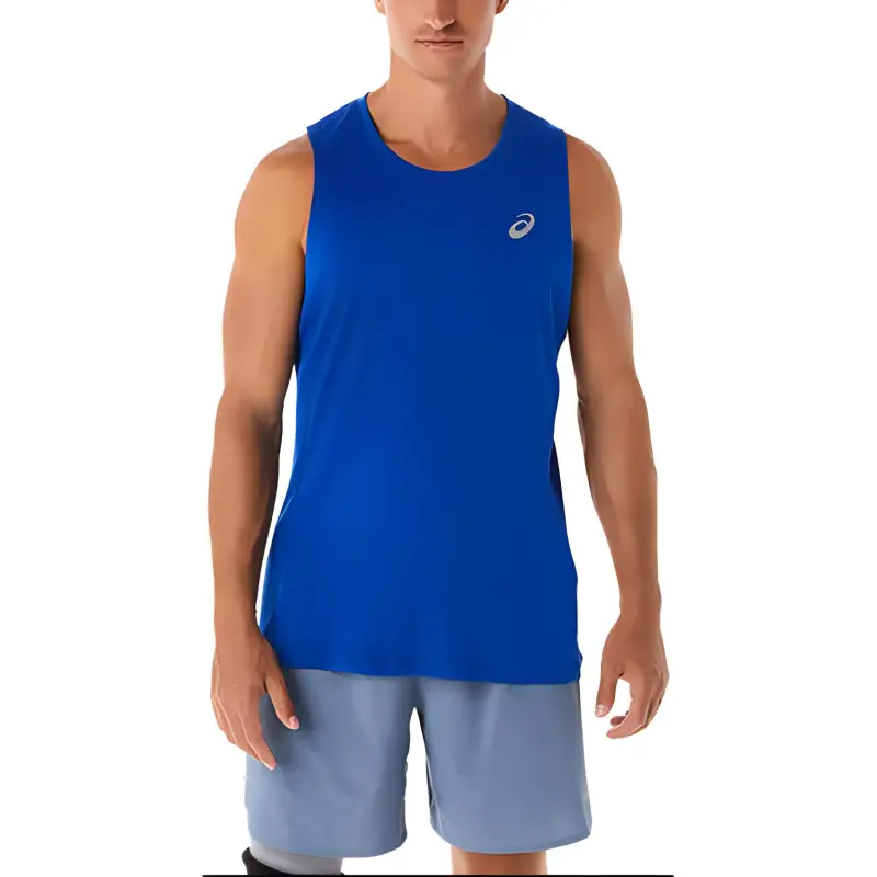 Asics Silver Tank Tops Men Blue-1