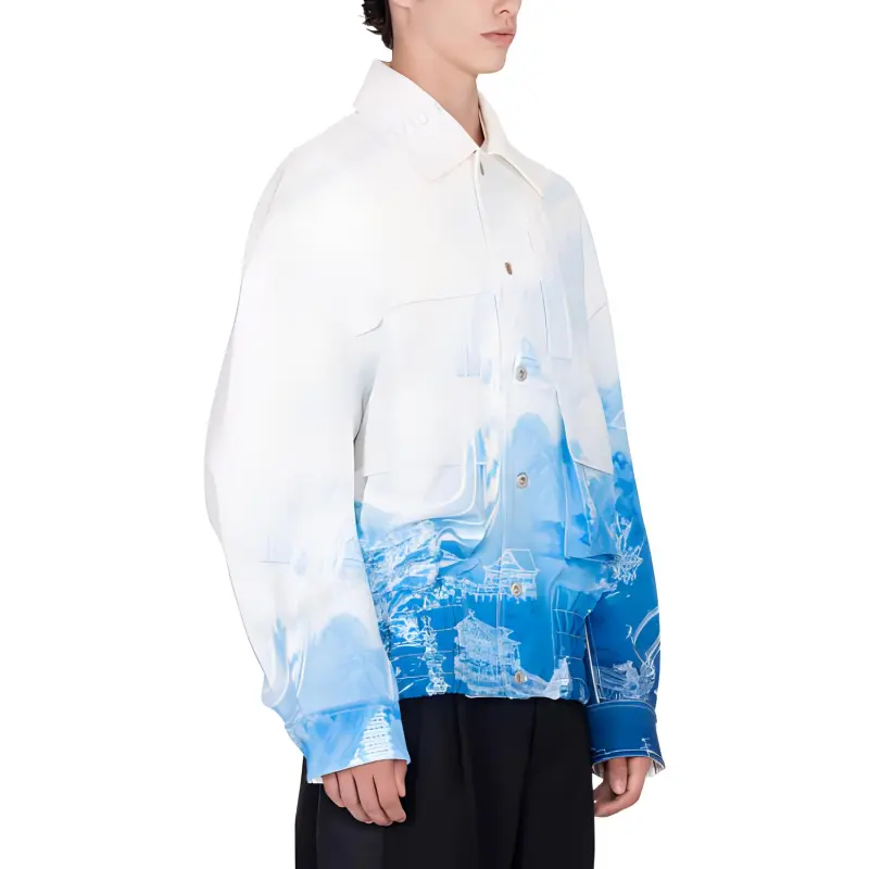 Feng Chen Wang Chinese Painting Print Series Jackets Men White/Blue-3