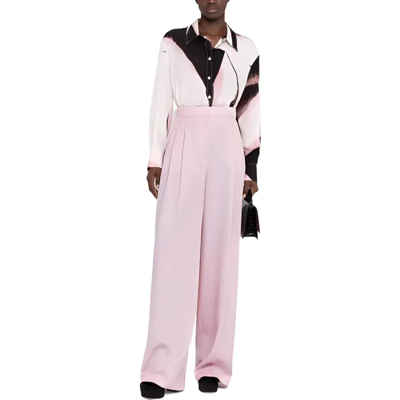 Alexander McQueen Pleat Detailed Wide Leg Pants-2
