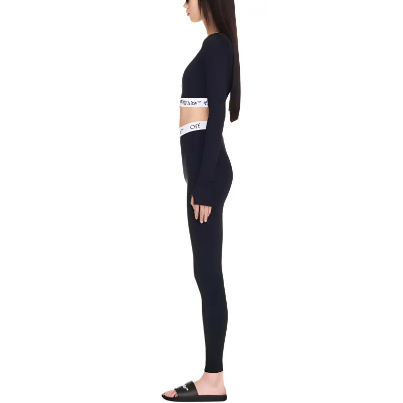 OFF WHITE Logo Waistband Stretch Leggings-3