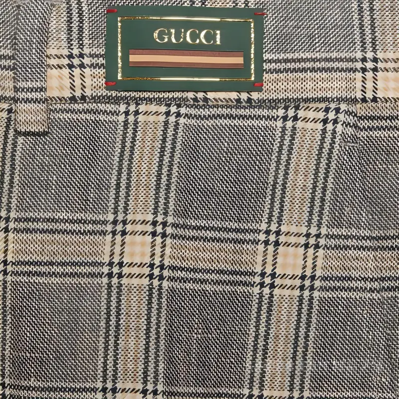 GUCCI Logo Patch Prince Of Wales Tailored Trousers-1