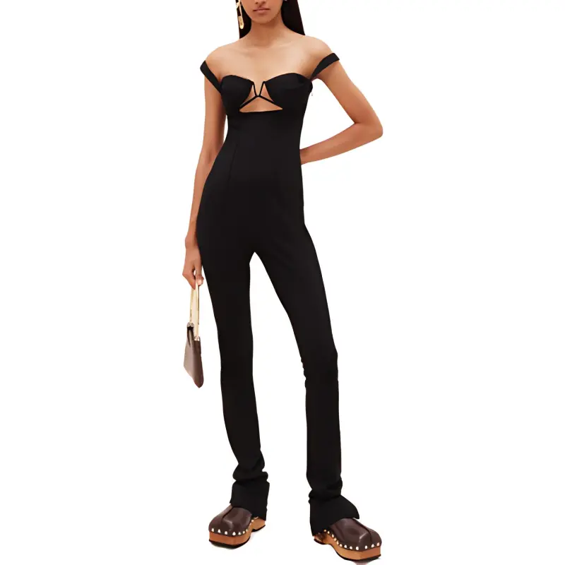 Jacquemus La Combinaison Bikini Fitted Jumpsuit Black-2