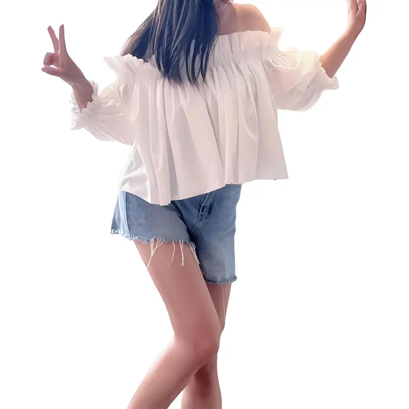 DIOR Off Shoulder Puff Sleeved Cropped Top-2