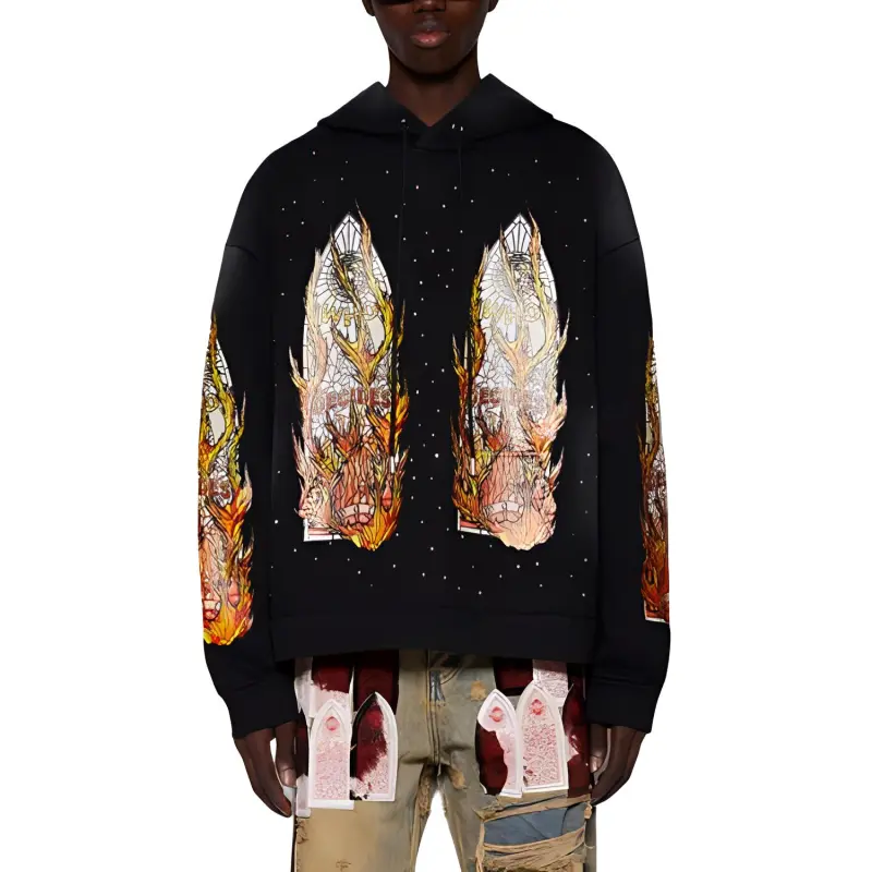 Who Decides War Flame Glass Hooded Sweatshirt-1