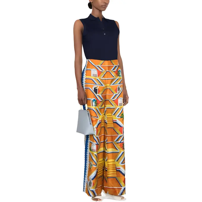 CASABLANCA Graphic Printed High Waist Wide Leg Trousers-2