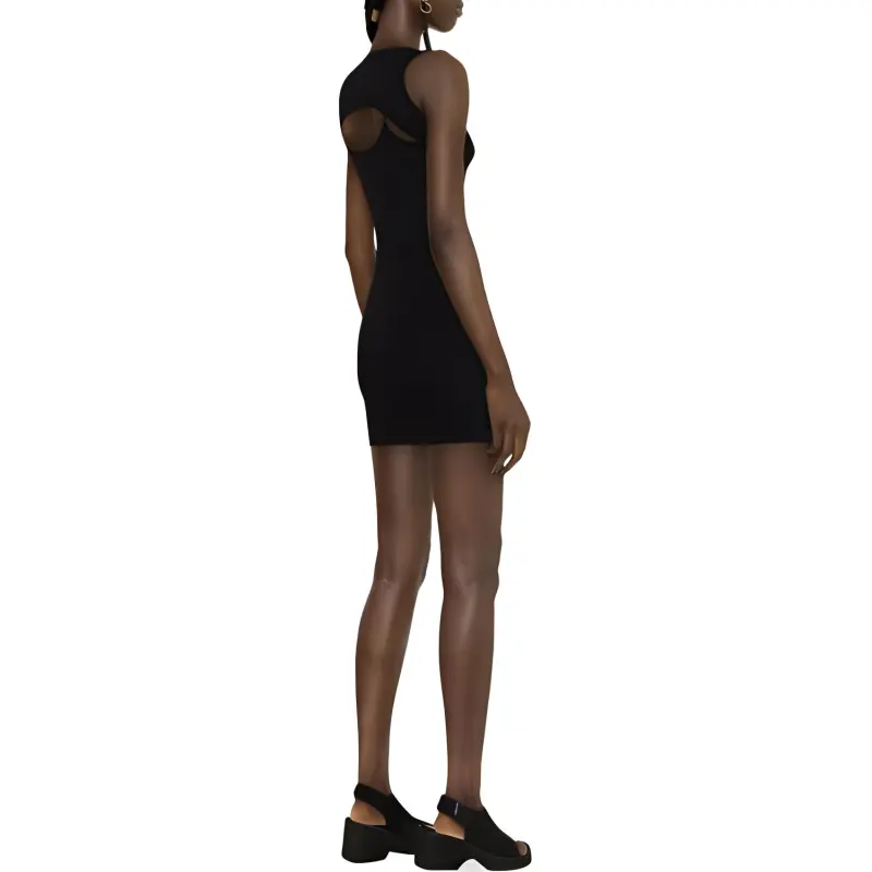 OFF WHITE Off Stamp Ribbed Mini Dress Black-3