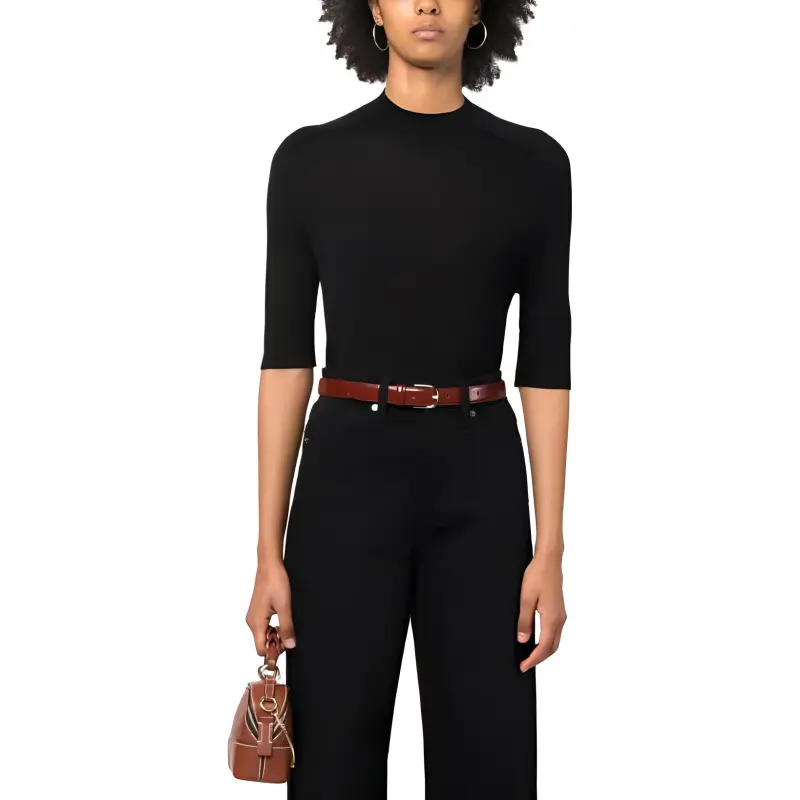 Calvin Klein Ribbed collar Wool Knitted Top-1