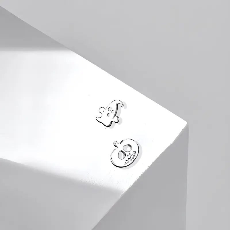 Muyan S999 Fine Silver Ghost Pumpkin Stud Earrings Women's-3