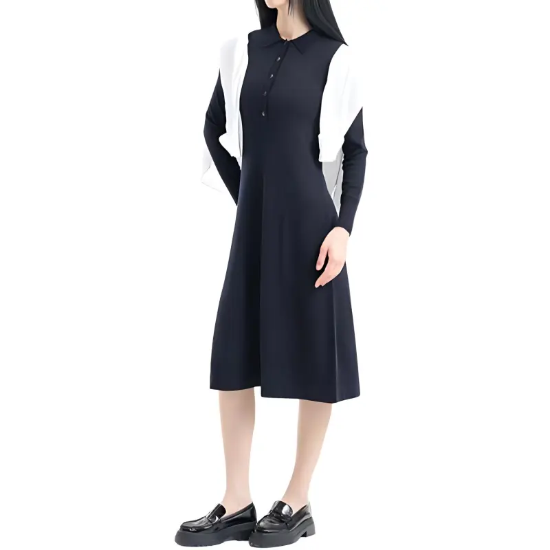 UNIQLO Long-Sleeved Dresses Women's Navy Blue-2