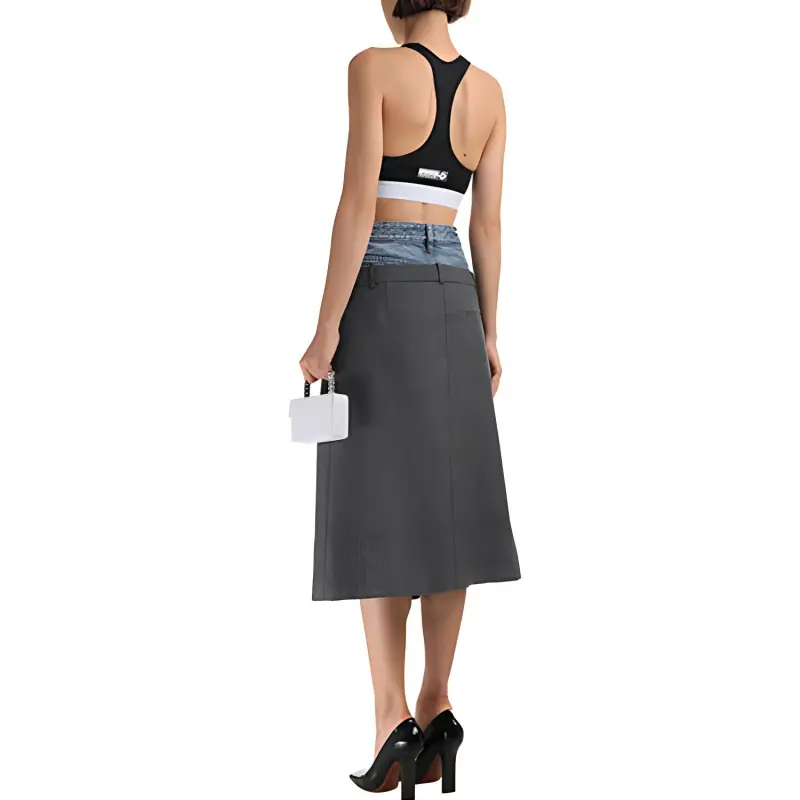 Balenciaga Casual Long Skirt Women's Gray-3
