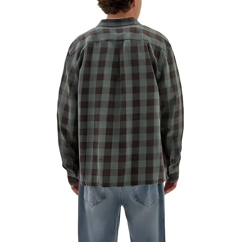 GUESS Originals Brushed Gingham Flannel Shirt Men's Green-3