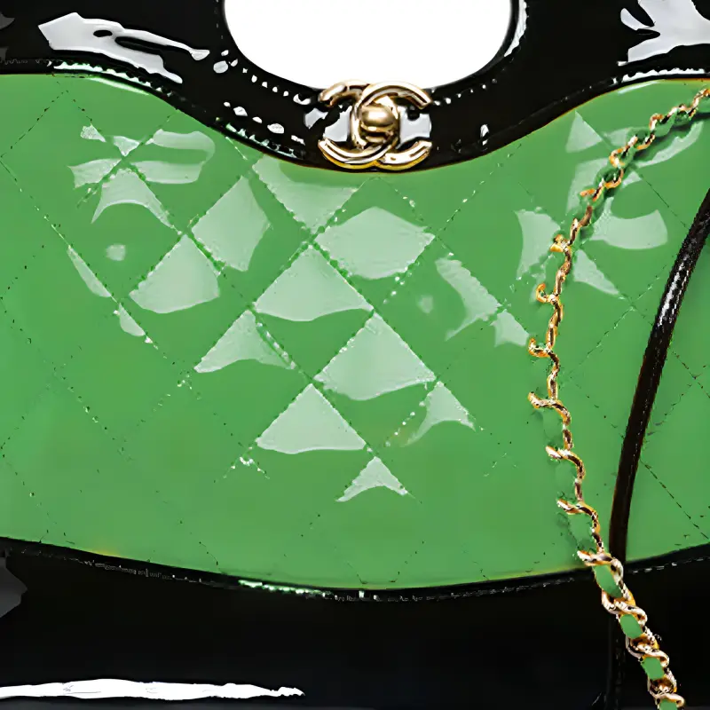 CHANEL Calf Patent Leather Shoulder Bag, Crossbody Bag, Handbag Mini Women's Green & Black-1
