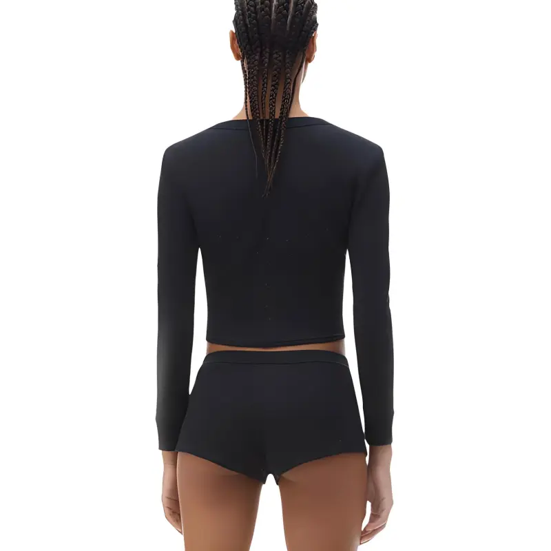 Alexander Wang Button Up Cropped Ribbed Cardigan-1