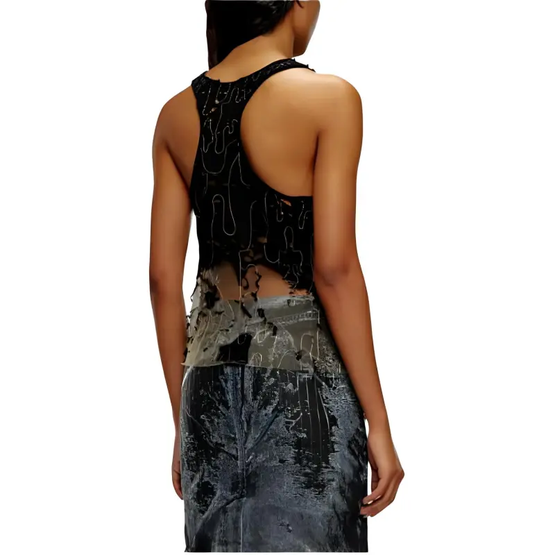 DIESEL T Bils Dev Destroyed Tulle Tank Top-2