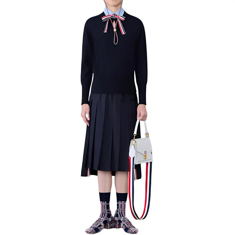 THOM BROWNE Bow Detailed Long Sleeved Sweater-4