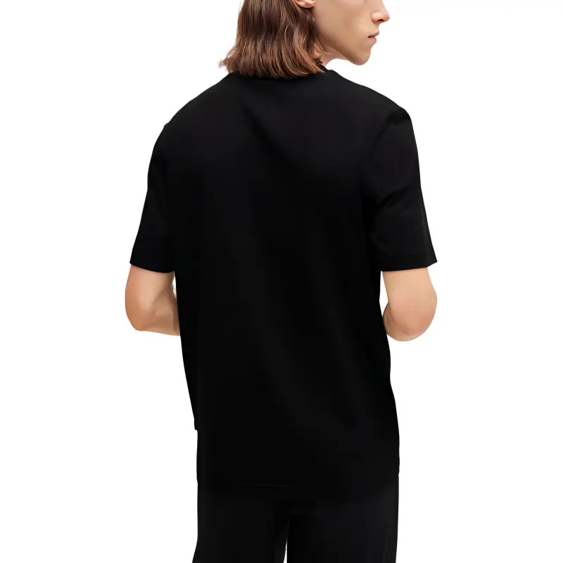 HUGO BOSS Cotton Jersey T Shirt With Seasonal Print T Shirt Men's Black-3