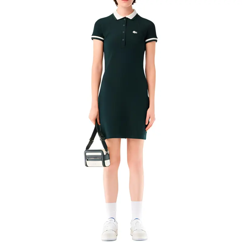 LACOSTE Short Sleeved Dresses Women's Green-2