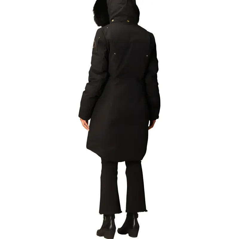 Moose Knuckles Solid Color Hooded Down Jacket Women's Black-3