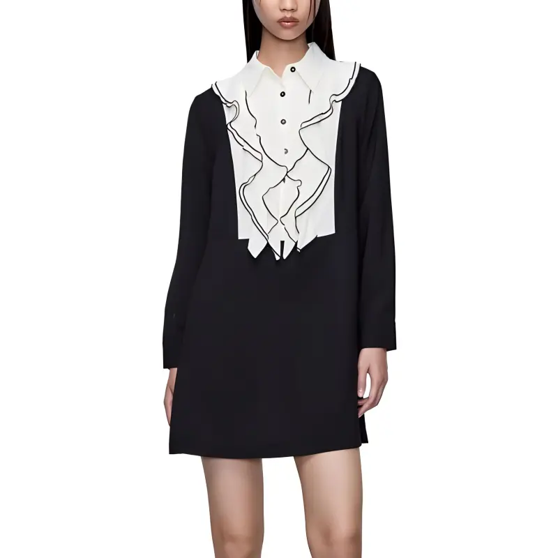 ZARA Long-Sleeved Dresses Women's Black-1